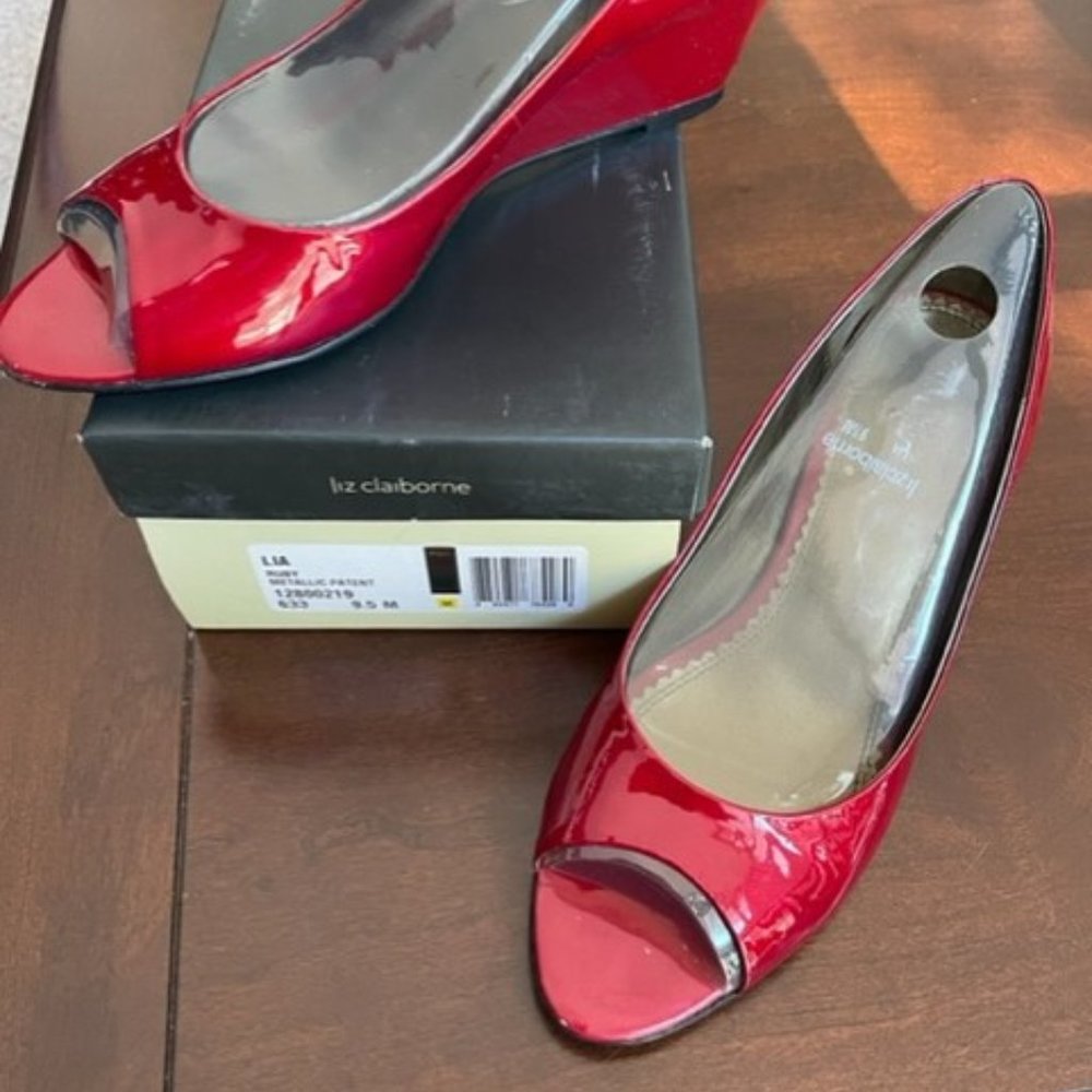 Liz Claiborne Red Patton Wedges